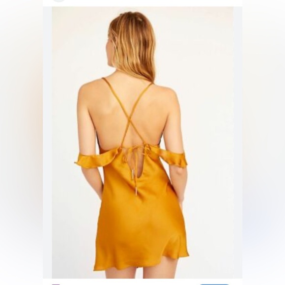 Free People Slip Dress Mini What I Want Satin Off-the-Shoulder Women's SZ L NWT - Picture 15 of 16
